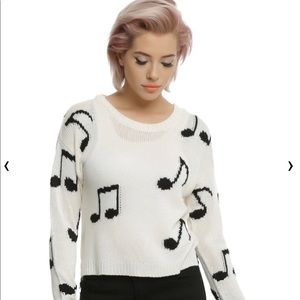 EUC- Hot Topic - Ivory Music Note Sweater